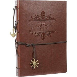 Photo Album Scrapbook, 11 x 8.3 Inches 60 Black Pages Refillable Vintage Leather